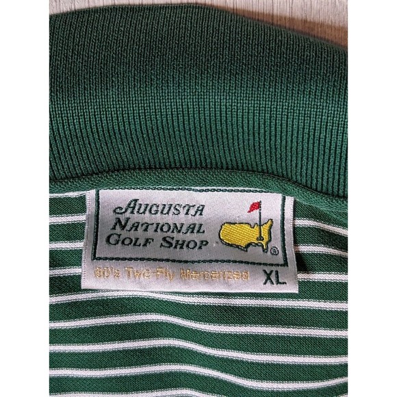Masters Collection Shirt Green Stripe Short Sleeve 60's Two Ply Polo Mens XL - Picture 3 of 8